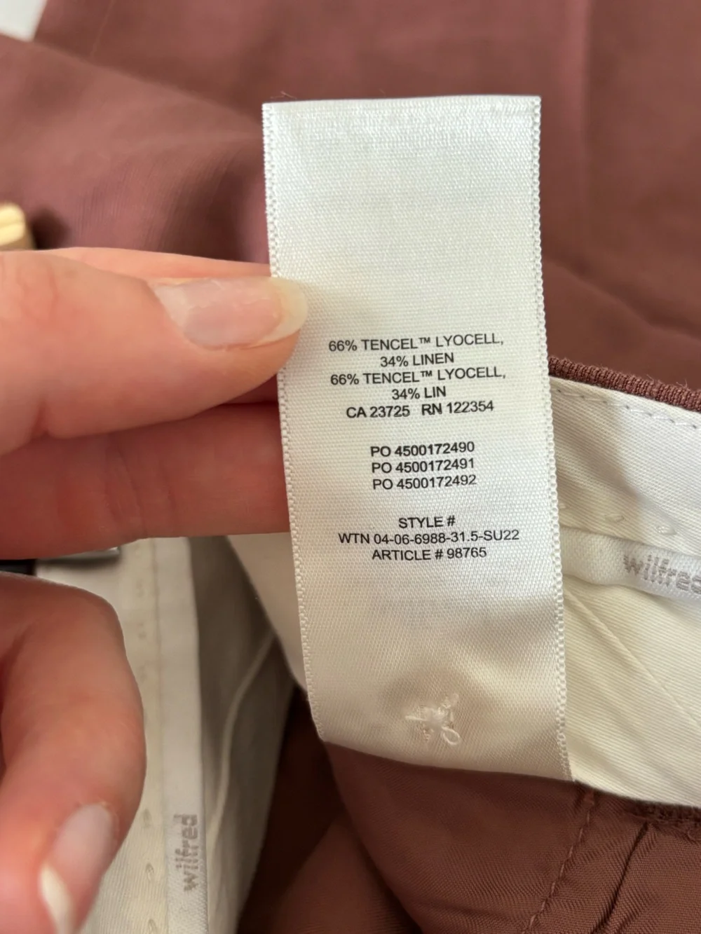 Aritzia Wilfred The Effortless Pant Wide-Leg Trousers in Brick Red Brown Size 4